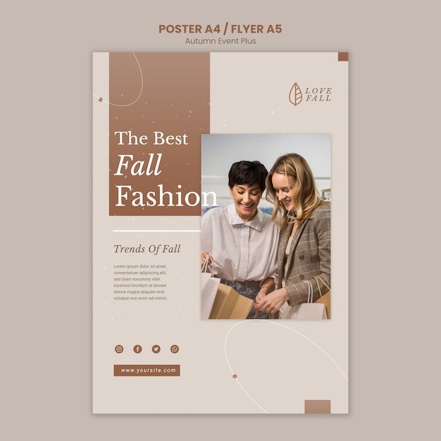 Minimal autumn fashion event flyer free PSD, download for PSD, free to download, download free PSD