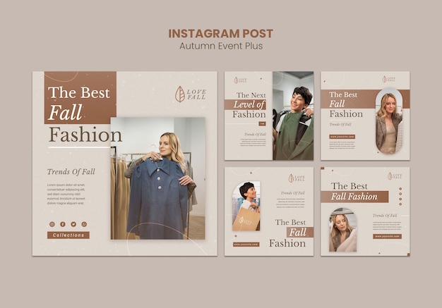 Post di instagram dell'evento di moda autunnale minimo