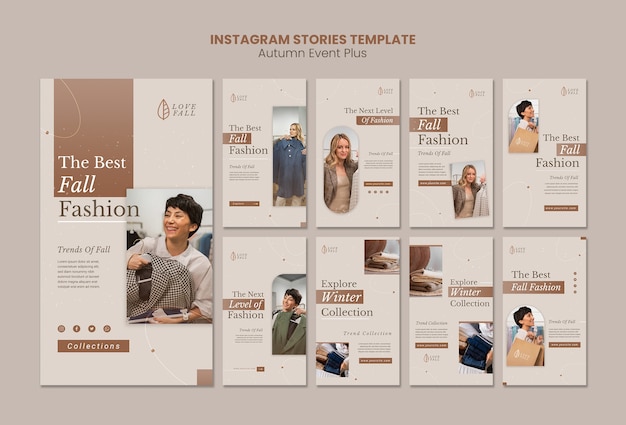 PSD gratuito storie di instagram di eventi di moda autunnali minimi