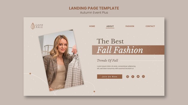 Free PSD minimal autumn fashion event landing page template