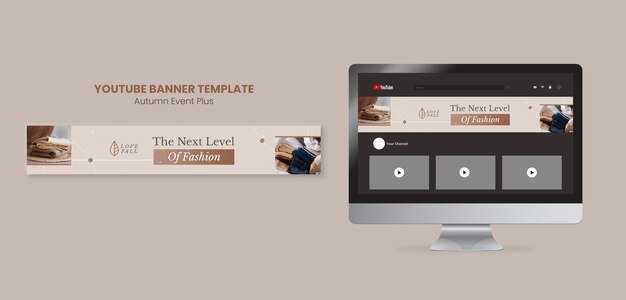 PSD gratuito banner youtube dell'evento di moda autunnale minimo