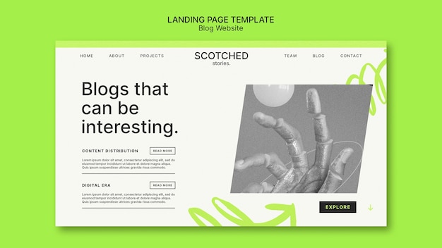 Free PSD minimal blog website landing page