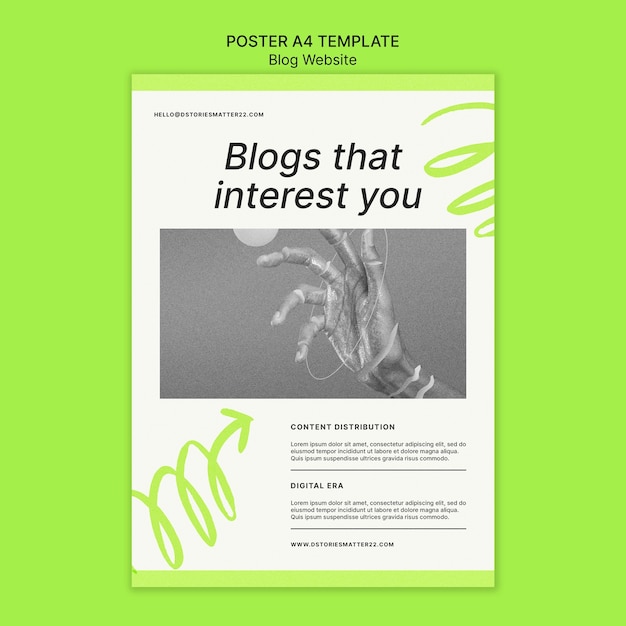 PSD gratuito modello di poster del sito web del blog minimo