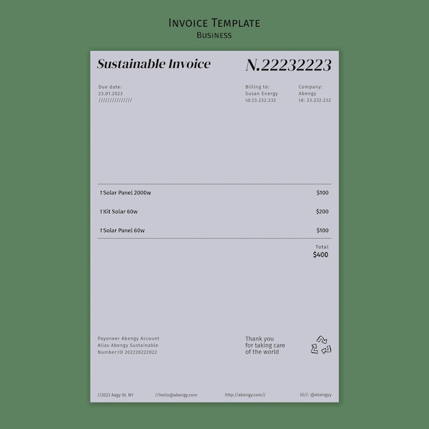 Free PSD minimal business  invoice template