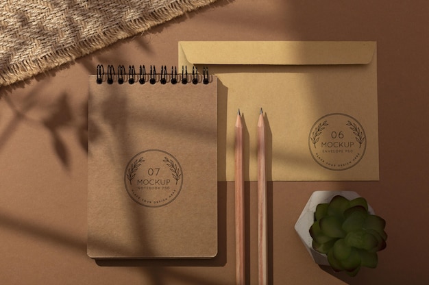 Minimal composition of stationery mock-up