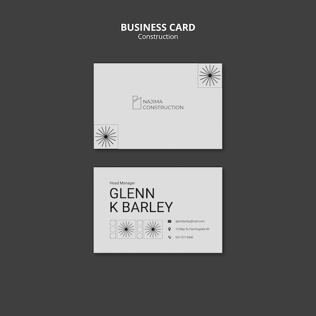 Minimal construction business card template – Free PSD Download