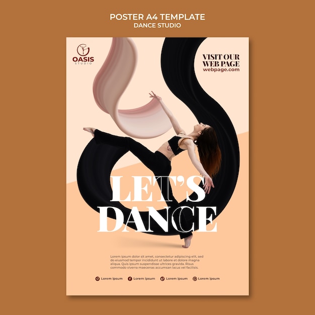 Modello di poster a4 di studio di danza minimale