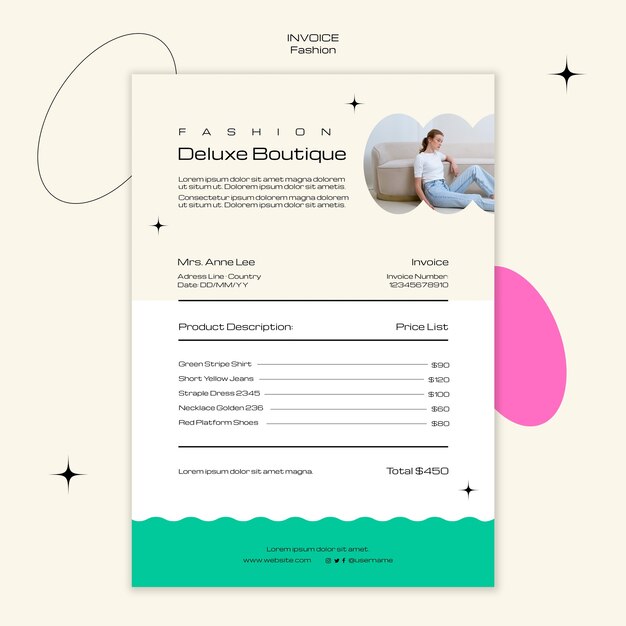 Free PSD minimal fashion boutique invoice template