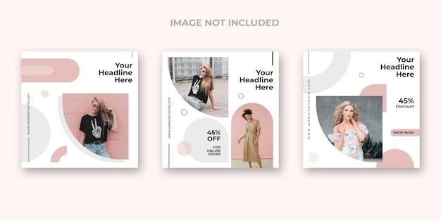 PSD gratuito set di banner di instagram di moda minimal