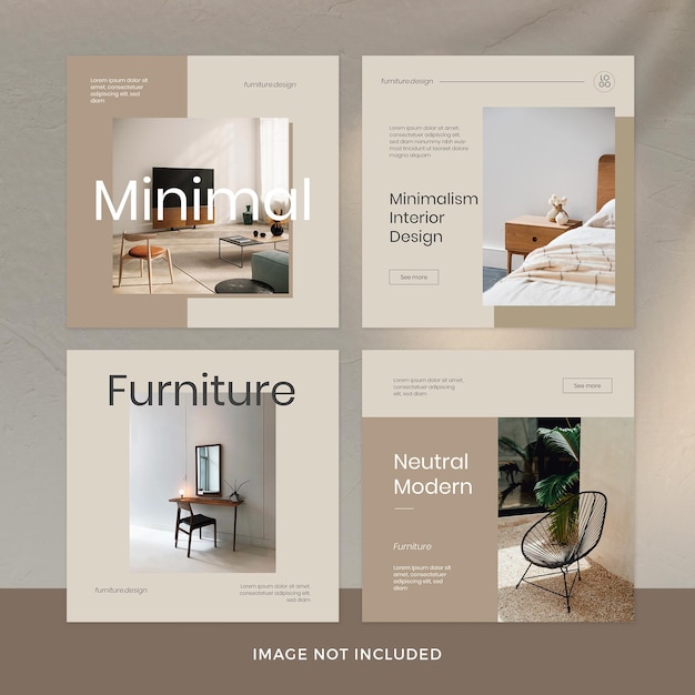 Free PSD minimal furniture instagram post set premium psd