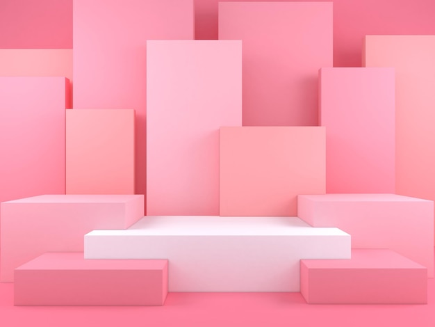 Minimal geometric podium pastel color background for product presentation 3d rendering illustration