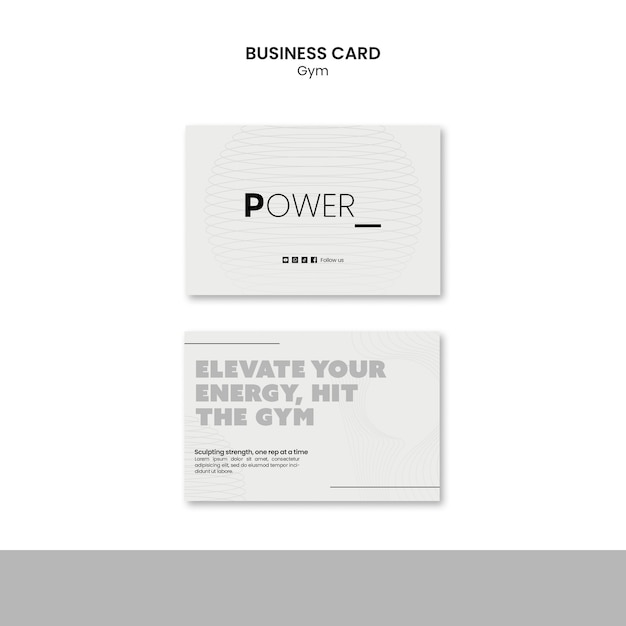 Free PSD minimal gym training  business card template