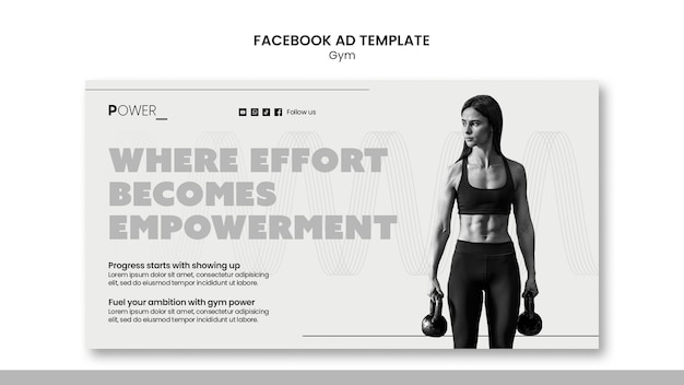 Free PSD minimal gym training facebook template