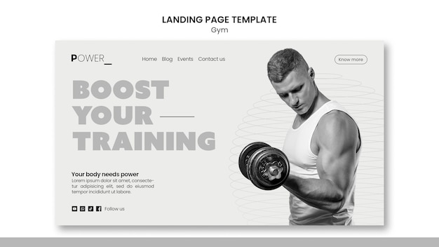 Free PSD minimal gym training landing page template