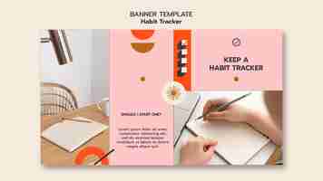 Free PSD minimal habit tracker horizontal banner template