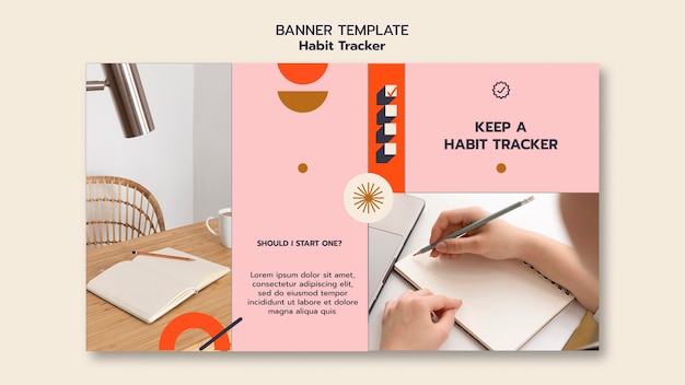 Minimal habit tracker horizontal banner template