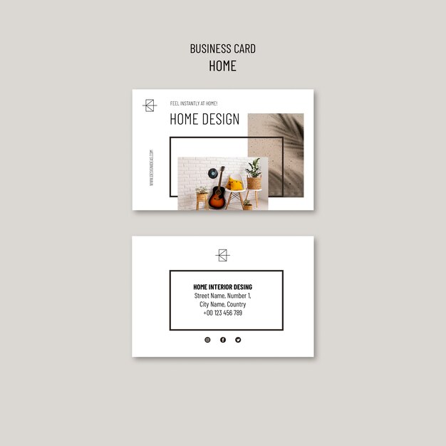 Minimal interior design business card template