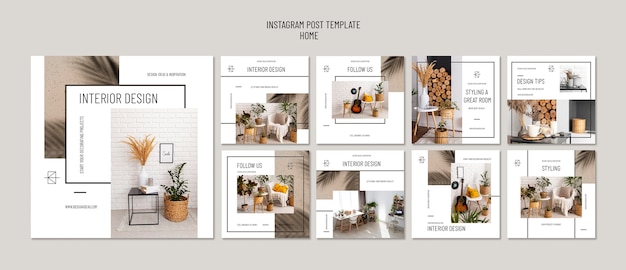 Free PSD minimal interior design instagram posts template