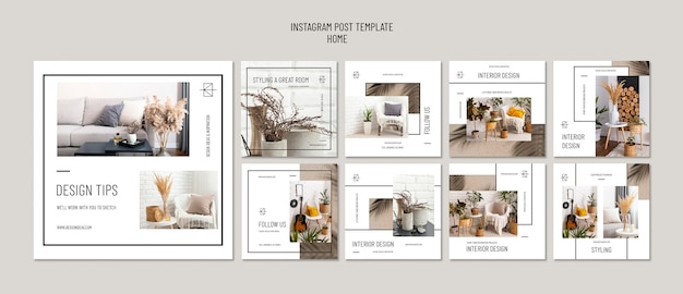 Free PSD minimal interior design instagram posts template