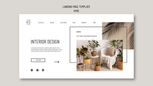 Minimal interior design landing page