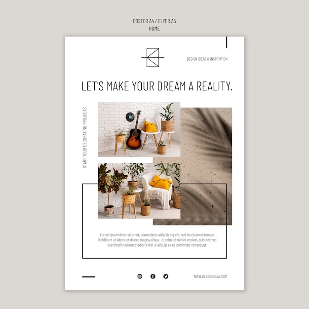 Minimal Interior Design Poster Template – Free PSD Download