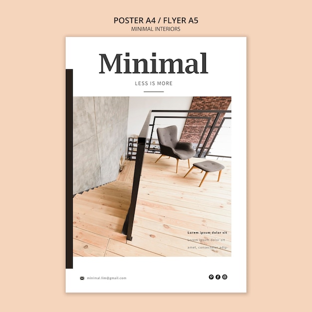 Free PSD minimal interiors poster design