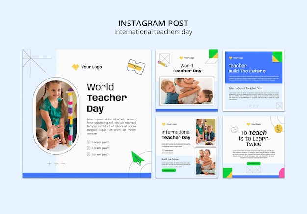 無料PSD 最小限の国際教師の日instagram投稿