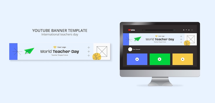 Free PSD minimal international teachers day youtube banner