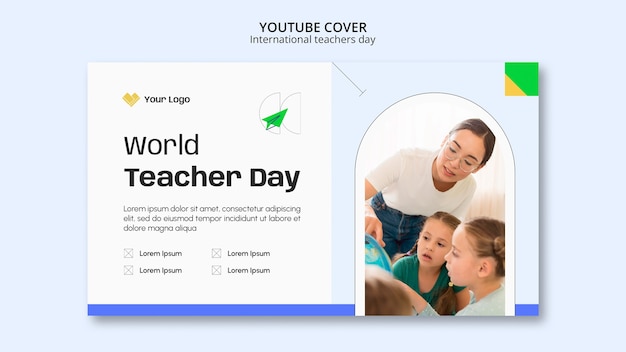 Free PSD minimal international teachers day youtube cover