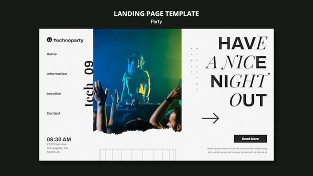 Free PSD minimal party celebration landing page template