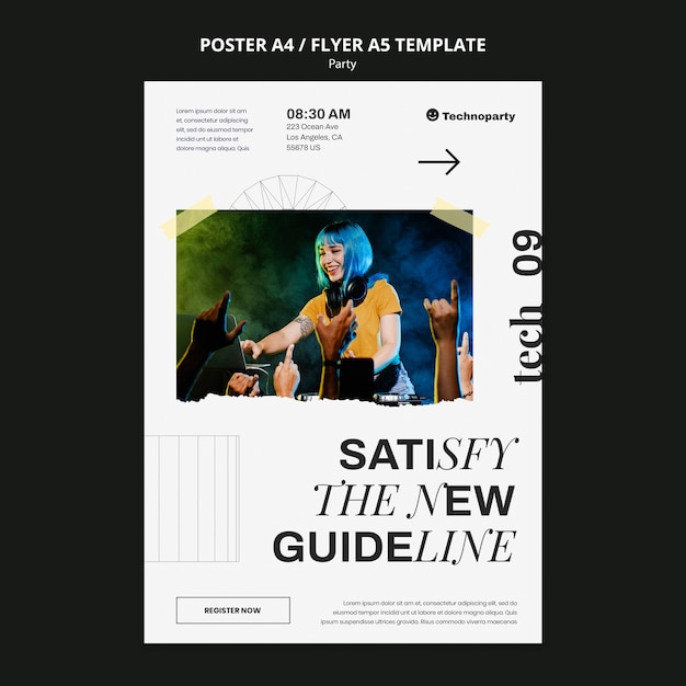 Minimal Party Celebration Poster Template Free PSD Download