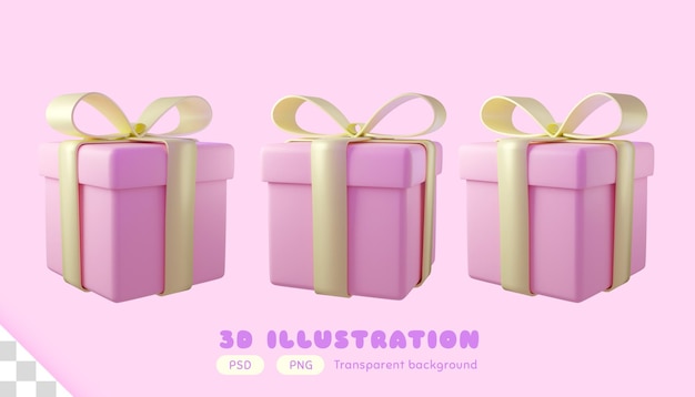 免费PSD最小粉红色的礼物在柔和的颜色