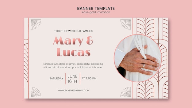 Minimal rose gold invitation banner