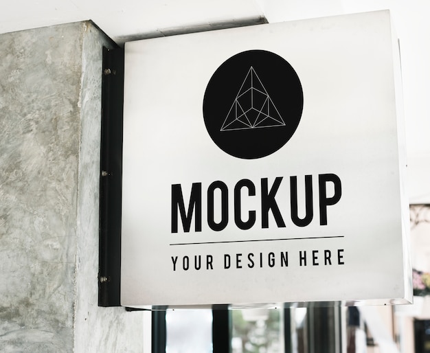 Minimal shop sign mockup with geometric design