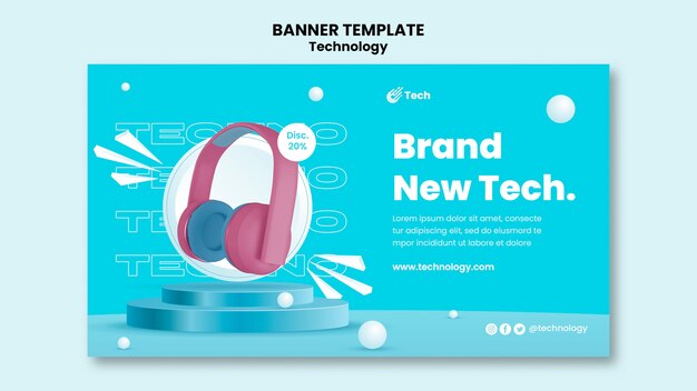 Minimal technology horizontal banner template