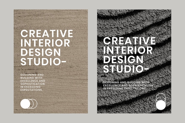 Free PSD minimal textured poster template psd for interior company dual set