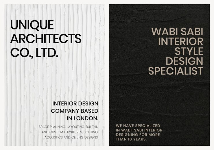 Free PSD minimal textured poster template psd for interior company dual set