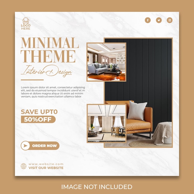 Minimal theme interior design instagram promotional post design