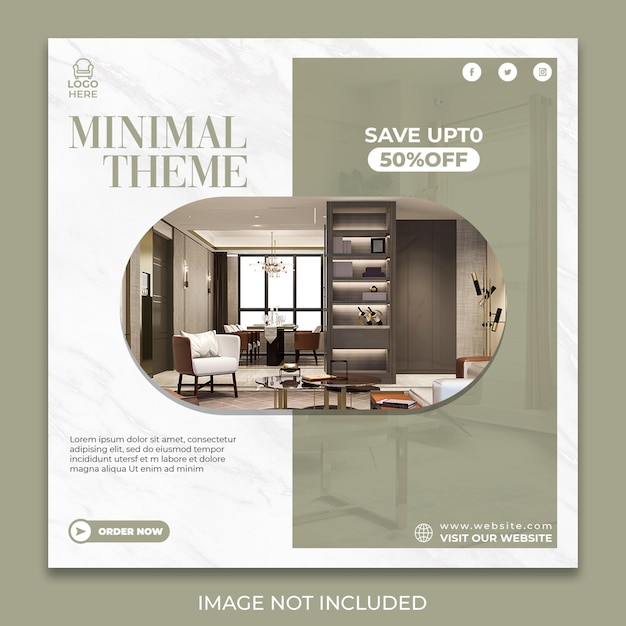 Minimal theme interior social media post design