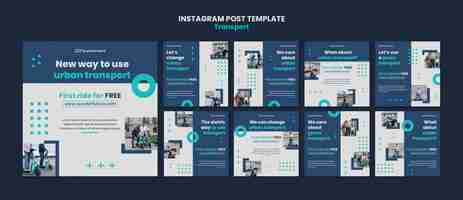 Free PSD minimal transport concept instagram posts template