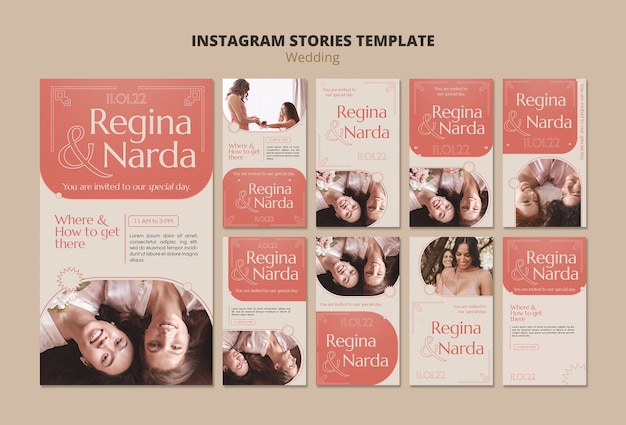 Minimal Wedding Celebration Instagram Stories: Free Download PSD Templates