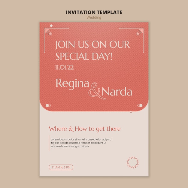 Free PSD minimal wedding celebration invitation template