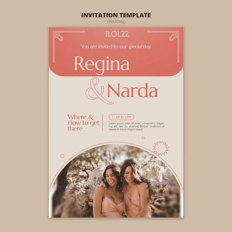Free PSD minimal wedding celebration invitation