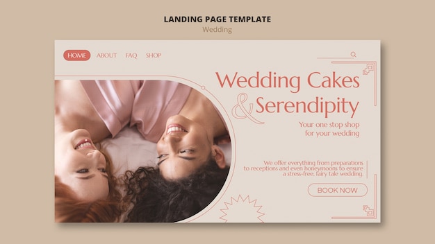 Free PSD minimal wedding celebration landing page