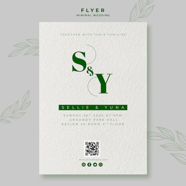 Free PSD minimal wedding flyer template