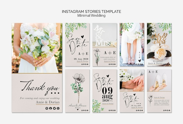 無料PSD 最小限の結婚式instagramストーリーテンプレート