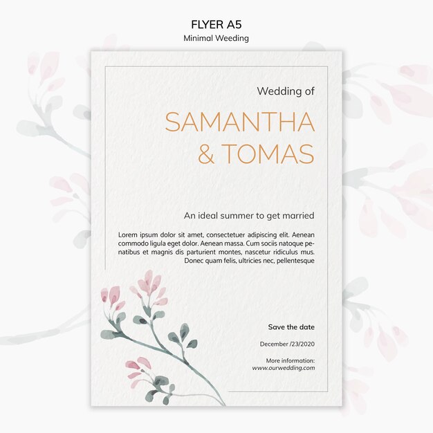 Minimal wedding invitation flyer