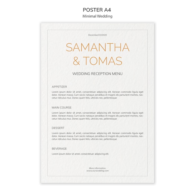 Free PSD minimal wedding invitation poster