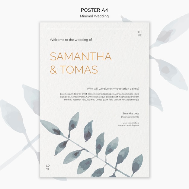 Minimal wedding invitation poster