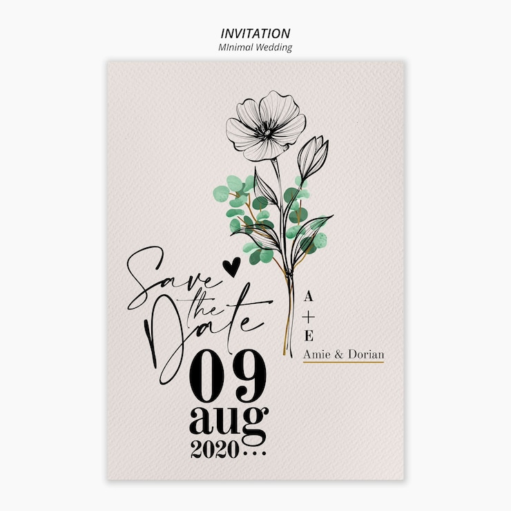 Free PSD minimal wedding invitation template
